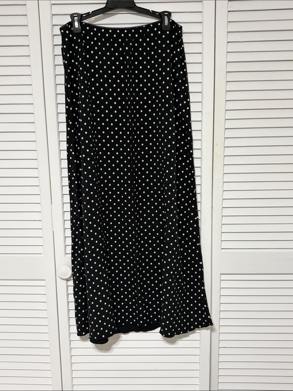 Brandy Melville Black Maxi Skirt with White Polka Dots